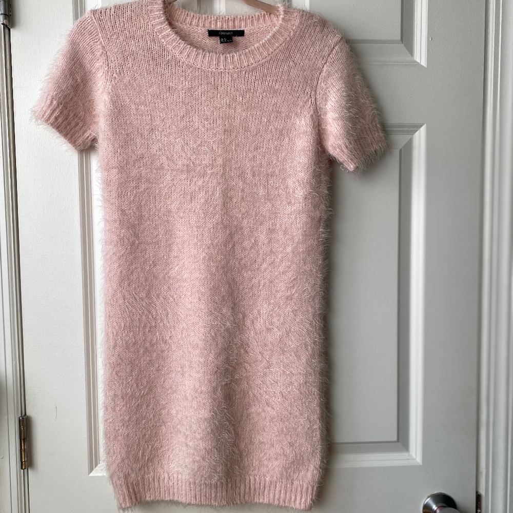 Pink Fuzzy Sweater Dress